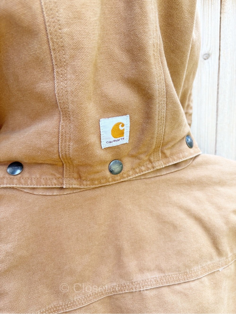 Carhartt Weathered Wildwood Jacket Tan Size Medium Hooded Sherpa Lined - Picture 10 of 17